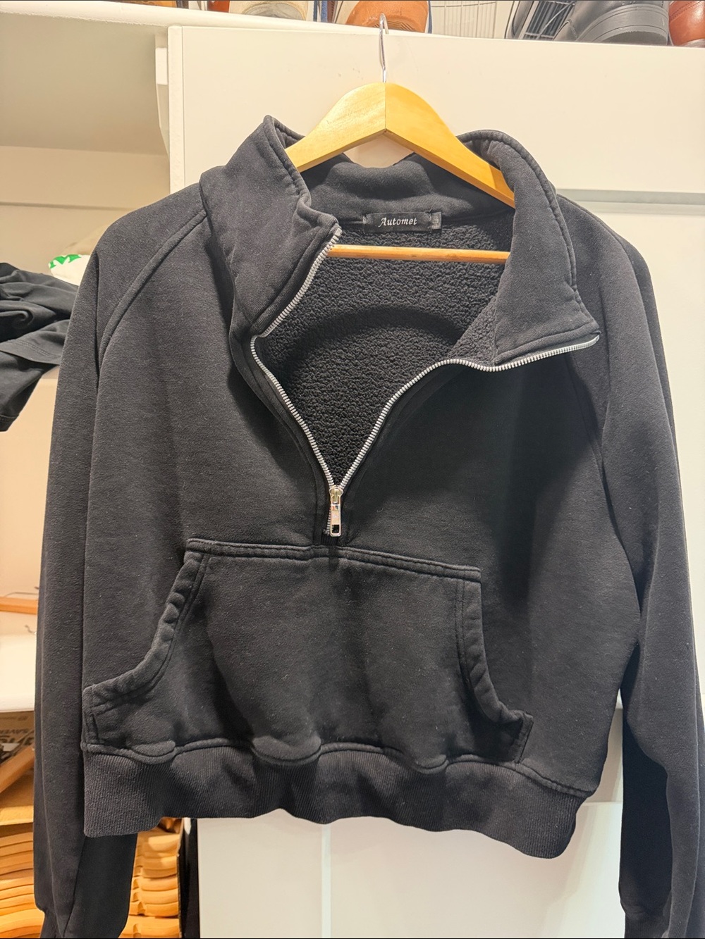 Women’s Black Half-Zip Fleece Pullover Sweater lulu scuba dupe